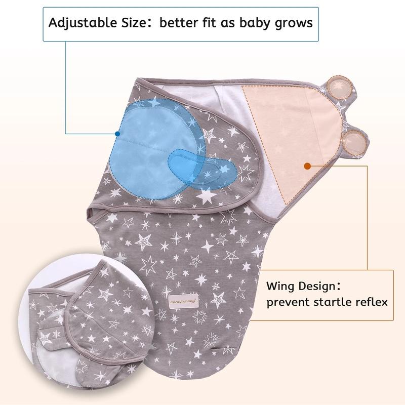 3er-Pack Wickeltücher aus 100 % Baumwolle für Babys, 0–6 Monate, Wickeltuch für Neugeborene