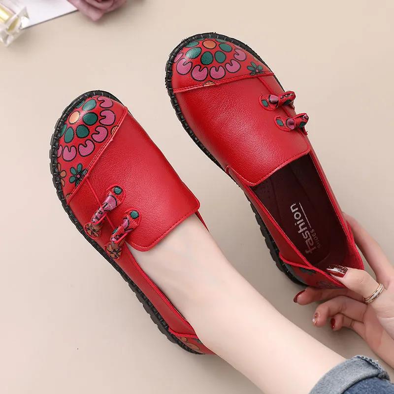 Women's Casual Shoes 2024 Genuine Leather Shoes Woman Loafers Slip-On Flats Ladies