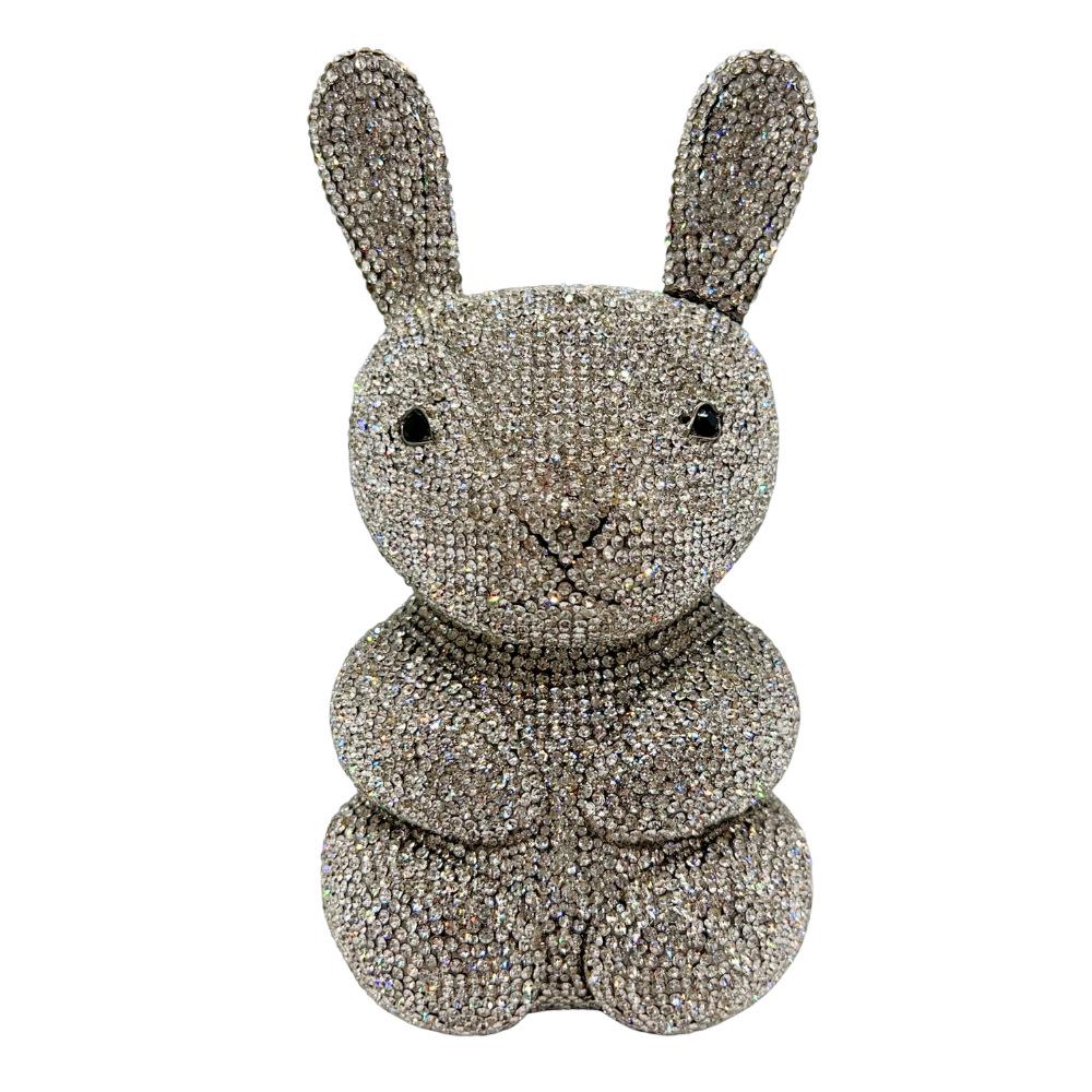 Rhinestone Rabbit Evening Clutch - Elegant Crystal Bag for Parties & Banquets