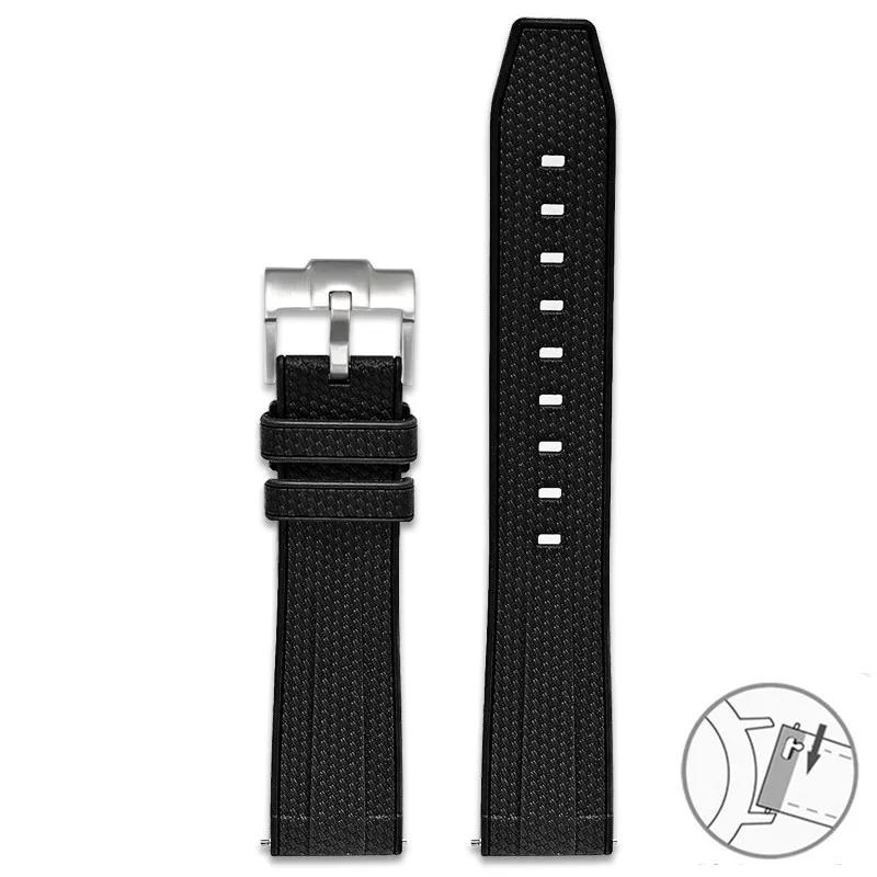

20mm 22mm Silicone Strap Universal Waterproof Quick Release Watch Band for Omega X Swatch MoonSwatch for Blancpain Five Oceans 20mm чорний/срібний