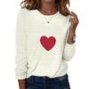 Damen lässiges langärmeliges Valentinstags-Print Rundhals-Oberteil