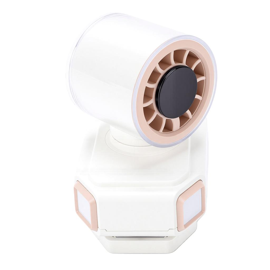 Waist Umbrella Clip Fan LED Display Adjustable Speeds Portable Small Clip On Fan with Light for Outdoor Beige