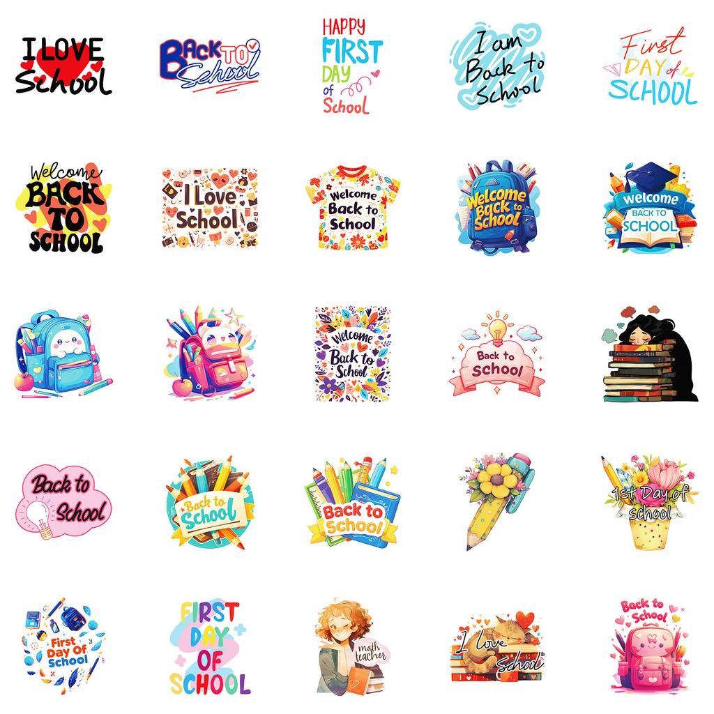 50 High-Value Creative School Season Graffiti Stickers Students Must Be Cute Waterproof Non-Repeating Stickers