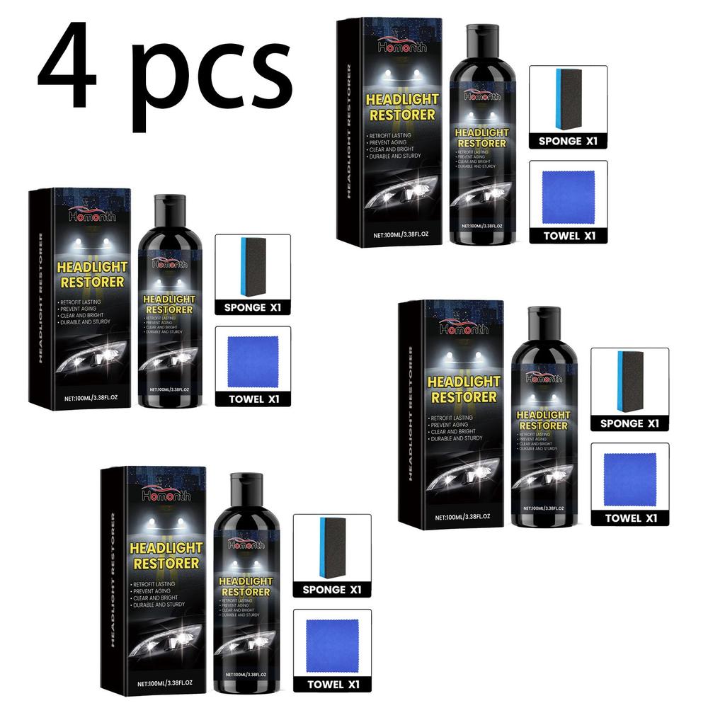 Homonth Car Headlight Restoration Liquid, Headlight Scratch Removal Agent, Car Headlight Polishing and Restoration Cleaning Kit 1 Set