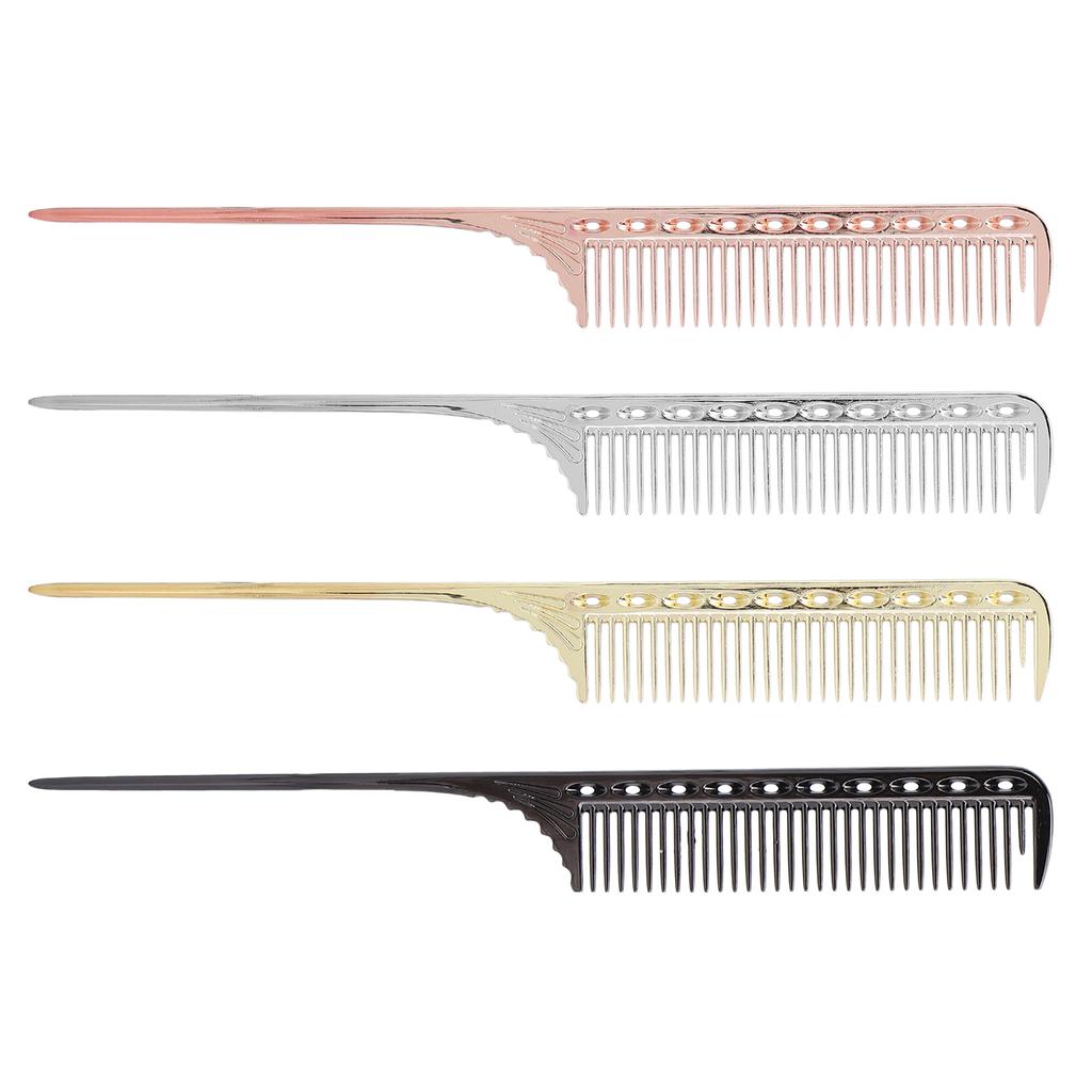 Professional Rat Tail Hair Comb Salon Hairdressing Styling Comb Barber Aluminum Metal Comb