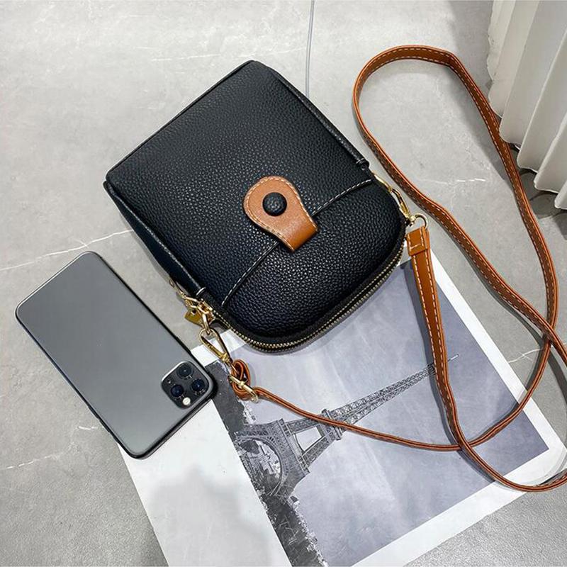 Handytasche für Damen, Umhängetasche aus PU-Leder, einfache mehrschichtige Messenger-Handtasche und Geldbörse, Einkaufstasche