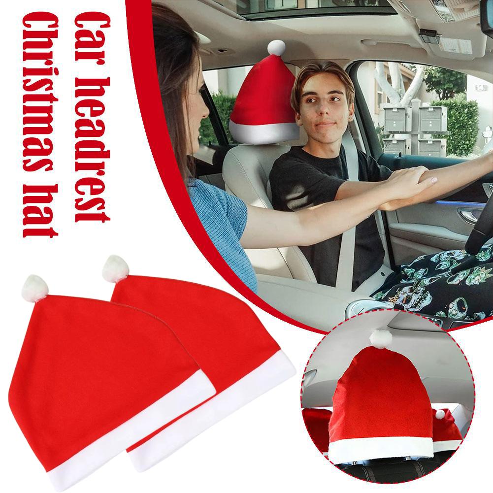 Christmas Car Seat Headrest Cover Cute Holiday Decoration Cushion Protector For Car Interior Auto Holiday Protectors Access B2X0