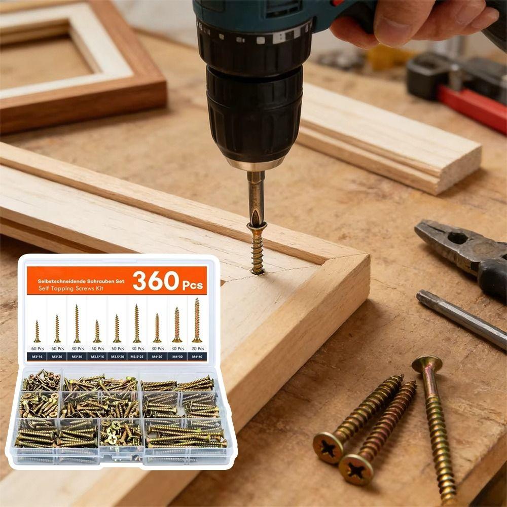 360 PCS M 3.5 Self-Drilling Wood Screws Wood Screw Flooring Nails Flooring Installation