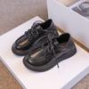 Children's Velvet Leather Shoes 2025 Autumn and Winter New Soft-soled Lace-up Velcro Retro College Style Boys and Girls Cotton Shoes