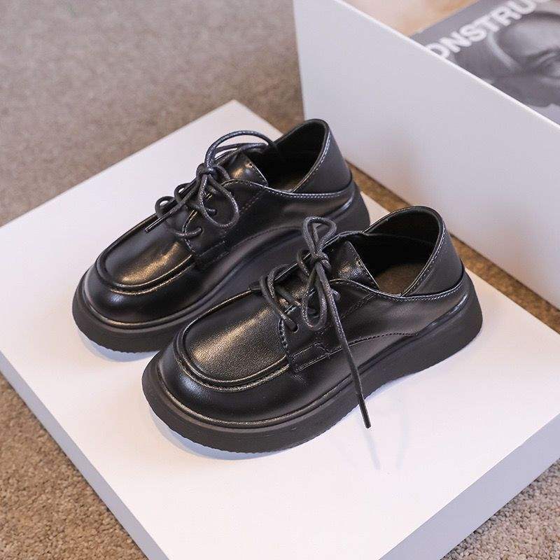 Children's Velvet Leather Shoes 2025 Autumn and Winter New Soft-soled Lace-up Velcro Retro College Style Boys and Girls Cotton Shoes