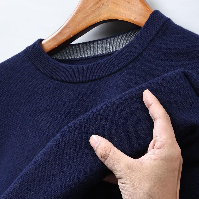Hengyuanxiang Men's 100% Pure Wool Blend Round Neck Sweater