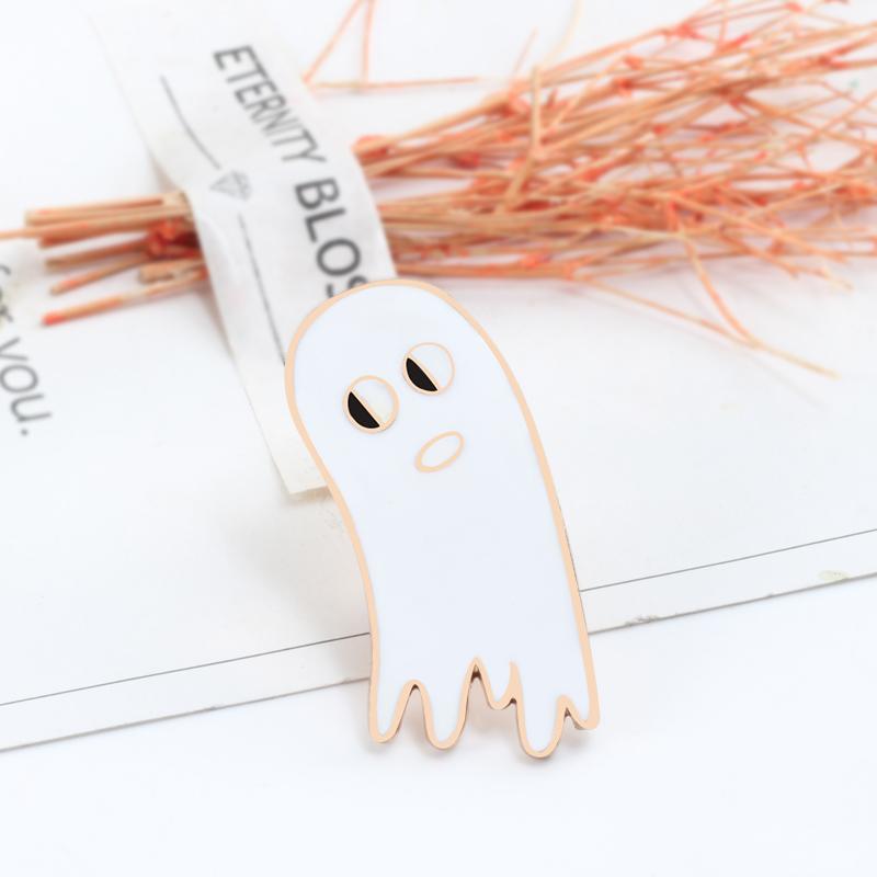 Cute Ghost Cat Enamel Pins Cartoon Funny Hat Brooches for Women Metal Custom Jewelry Denim Jackets Lapel Badges Gift for Friends