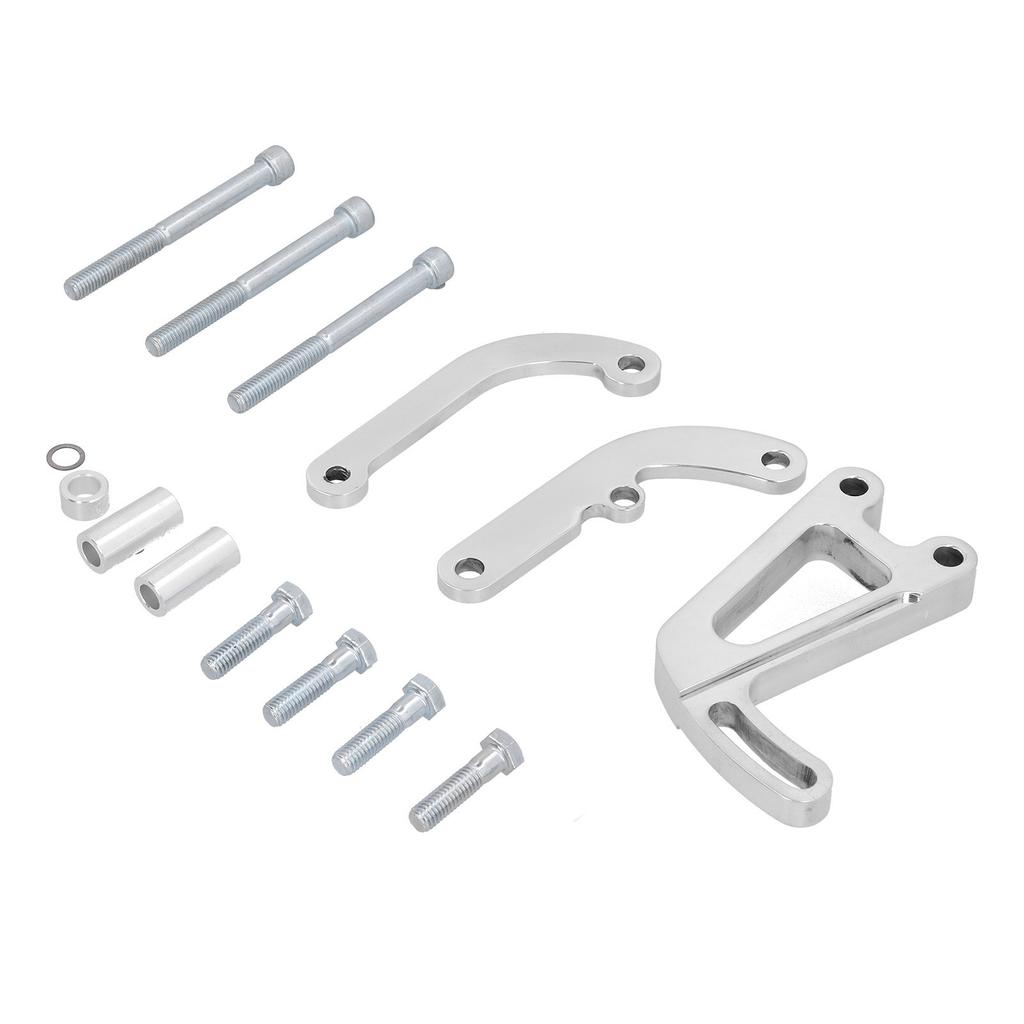 3pcs Car Power Steering Mounting Bracket Chrome Polished Replacement for CHEVY LWP SMALL BLOCK 262‑400