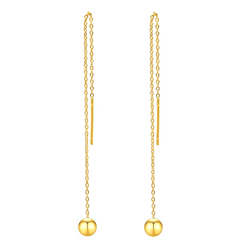 Stainless Steel Ball Dangle Threader Earring, Thin Chain Simple Long Earring Women Gift
