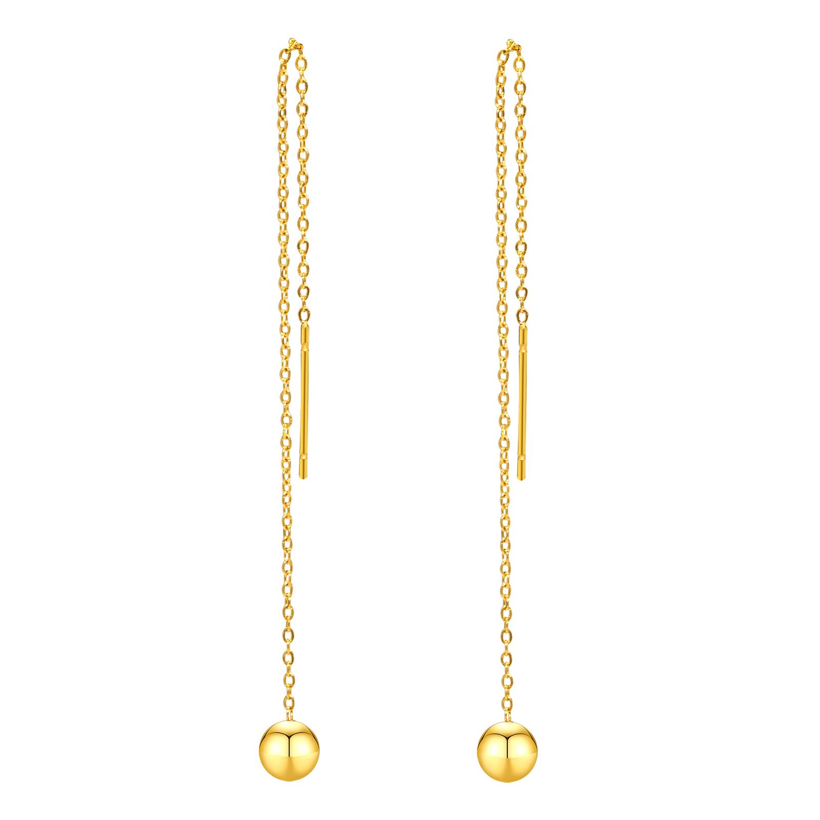 

Stainless Steel Ball Dangle Threader Earring, Thin Chain Simple Long Earring Women Gift