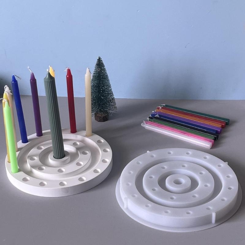 Multi Hole Circular Shape Silicone Candle Holder Molds Easy Demolding For Epoxy Resin Candlestick Plate Home Decoration