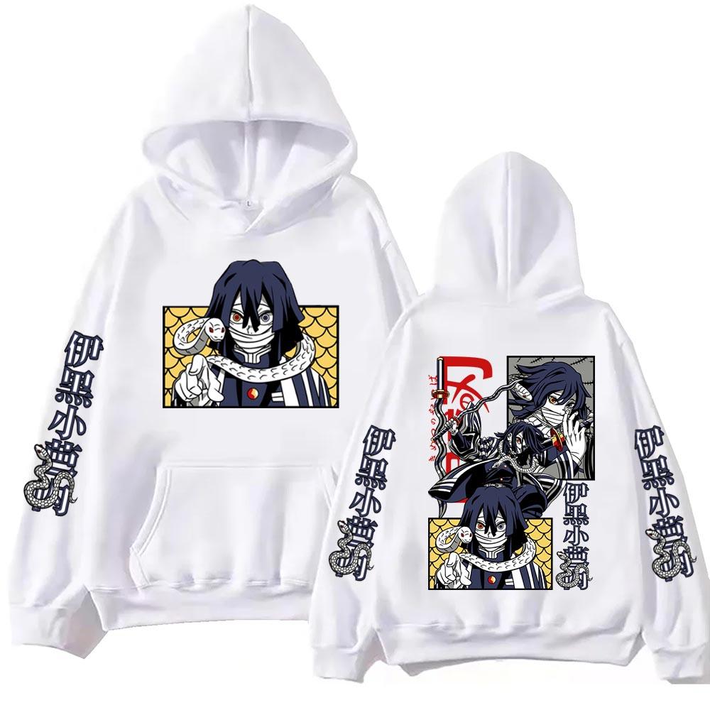 

Hot Anime Demon Slayer Iguro Obanai Graphic Hooded Men Women Aesthetic Hoodies Manga Streetwear Harajuku Male Sweatshirt Tops XS белый