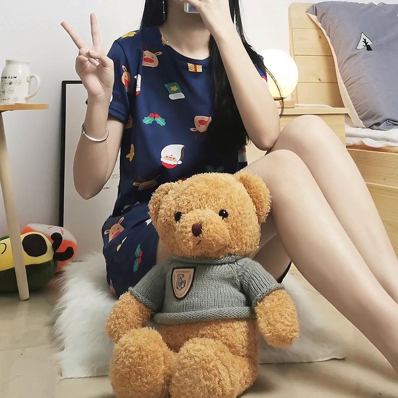 Women's Summer Cartoon Santa Claus Pajama Set: Short-Sleeve Dormitory Homewear for Teenage Girls