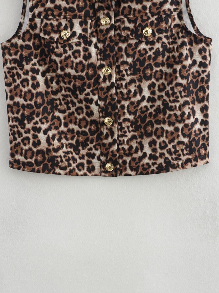 Spring 2025 Women's European & American Fashion Sleeveless Leopard Print Vest