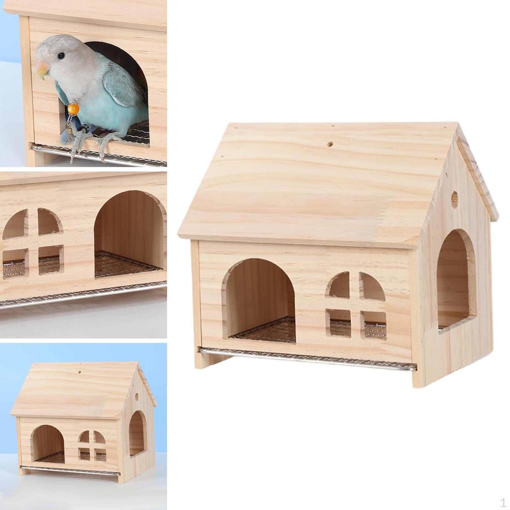 Bird House Hideaway Easy Assembly Detachable Decorative Toy Perch Parrot Bed for Parakeet Cockatiels