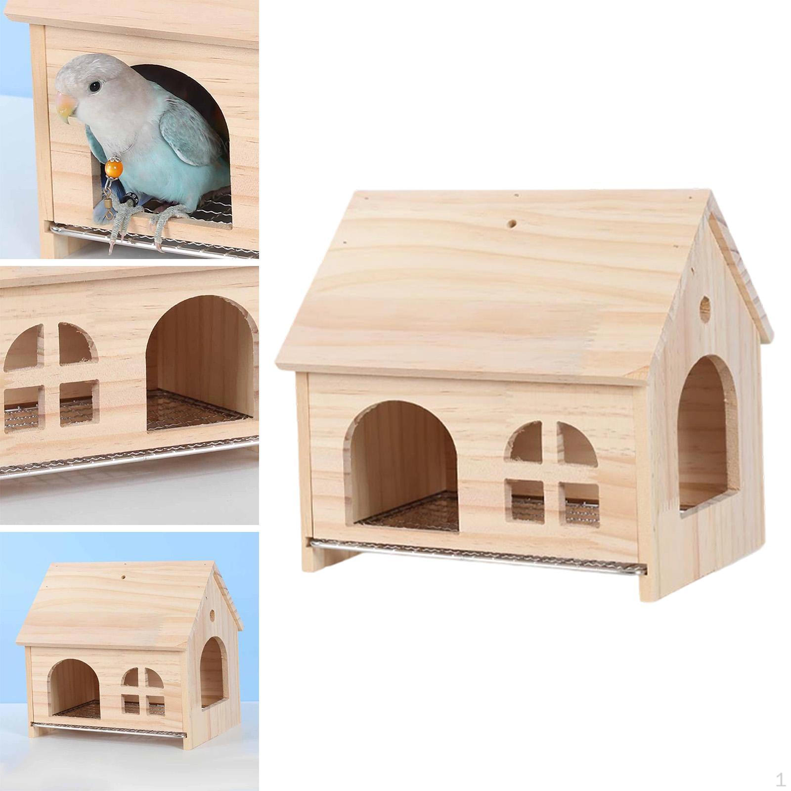 

Bird House Hideaway Easy Assembly Detachable Decorative Toy Perch Parrot Bed for Parakeet Cockatiels 28.7x18x24cm