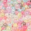 50/100pcs Cracked Acrylic Beads Candy Color Mixed Round Loose Spacer Beads For Jewelry Making DIY Bracelets Necklace Accessories
