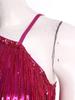 Schlaghosen-Jumpsuit für Damen S-3XL: Pailletten-Quasten-Einteiler mit einem Schulterträger, ärmellos, mit metallischem Glanz für Halloween
