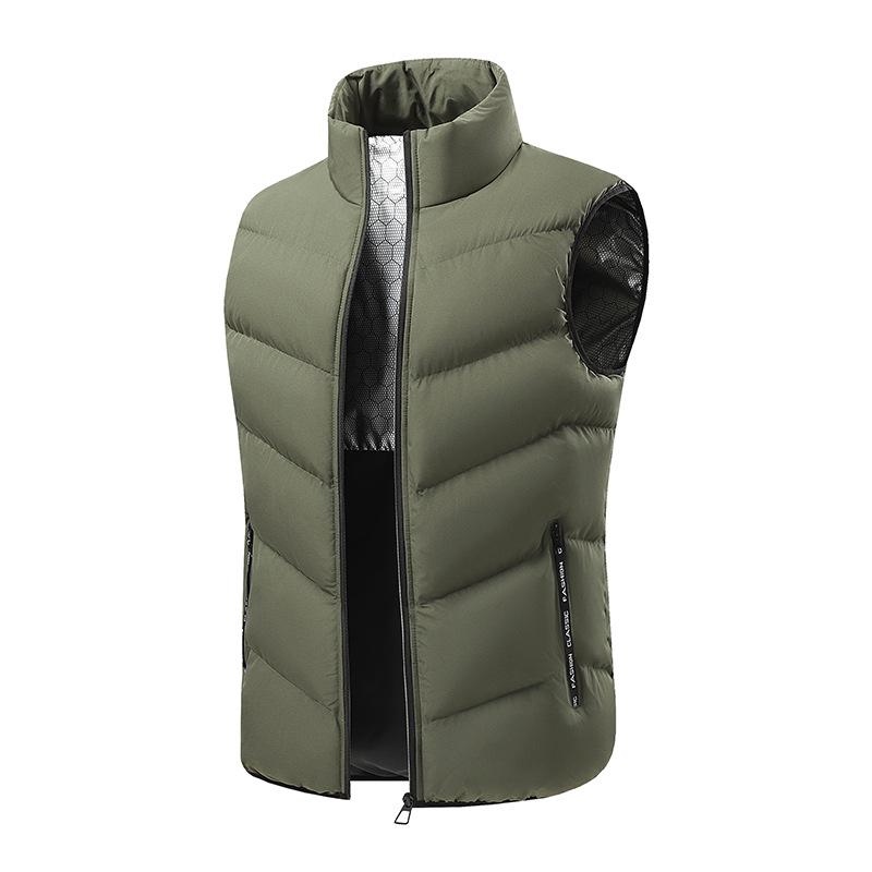 

Graphene-Infused Heated Stand Collar Waterproof Vest for Men - Solid Color, Autumn/Winter 3XL армія зелений колір