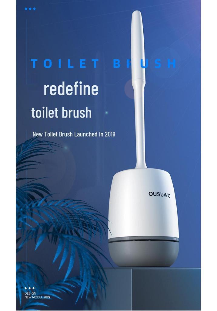 Wall-Mounted Toilet Brush with Long Handle & Soft Bristles for Bathroom Cleaning