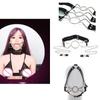 Gag Sommerfuglform i rustfritt stål O-ringmasker Brystvorteklemmer SM Bondage Sexleketøy Par Flørter Voksen BDSM-produkt