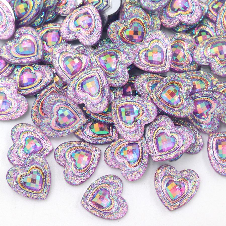 50pcs 14mm heart-shaped resin rhinestone scrapbook suitable for jewelry making DIY charm decoration
