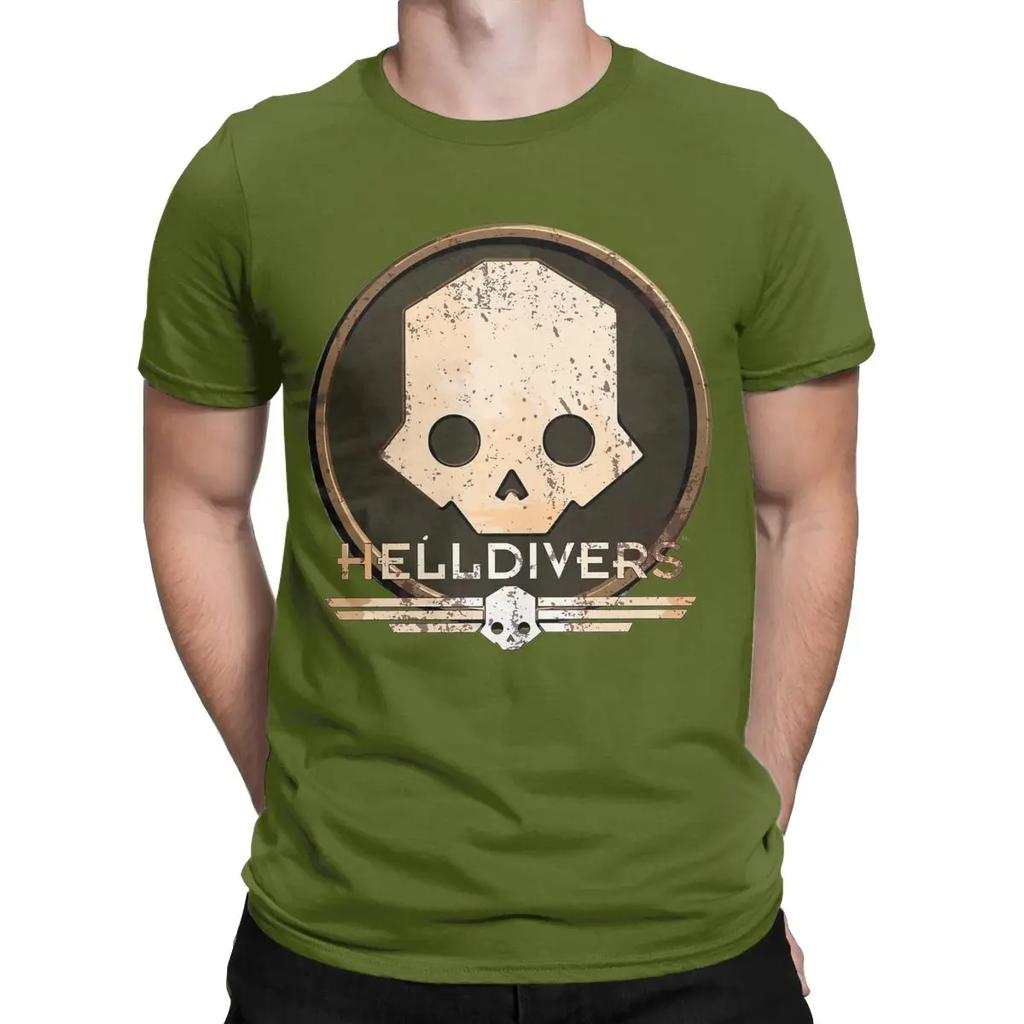 Helldivers Scifi Video Game Men T Shirt Hipster Tees Short Sleeve Crewneck T-Shirt Pure Cotton 4XL  Clothing