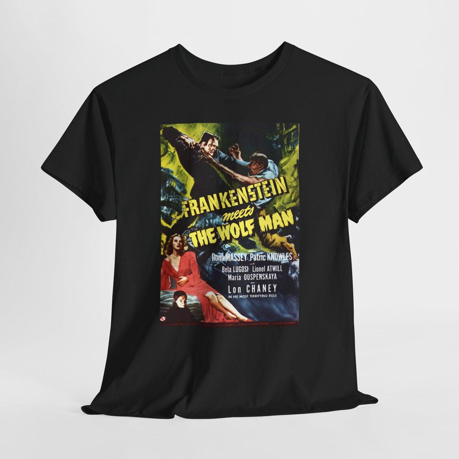 Frankenstein Meets the Wolfman Unisex Tee, Graphic Tee, Vintage Style T-Shirt, Retro Shirt, Comedy Movie Lover Gift S