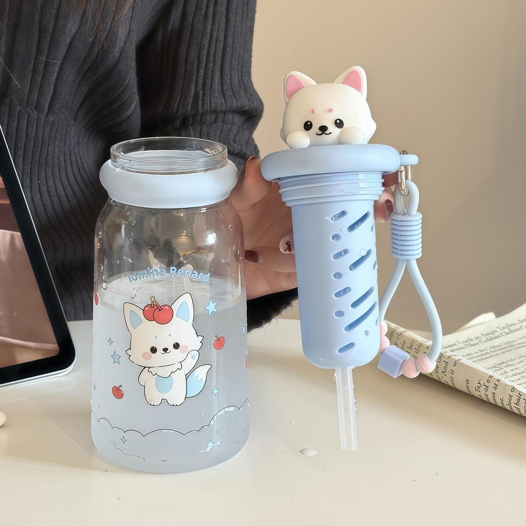 Cartoon Tritan Straw Water Cup - Unisex, Portable, Cute & Durable for Summer