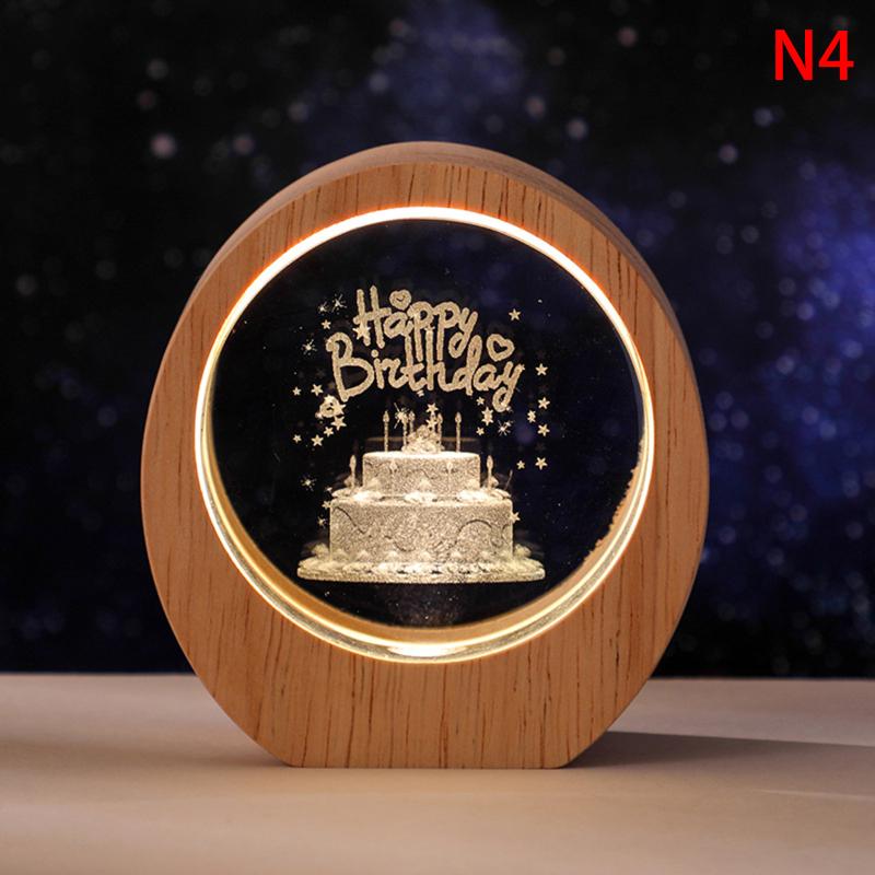3D Inner Carving Planet Night Light Luminous Crystal Desktop Ornament