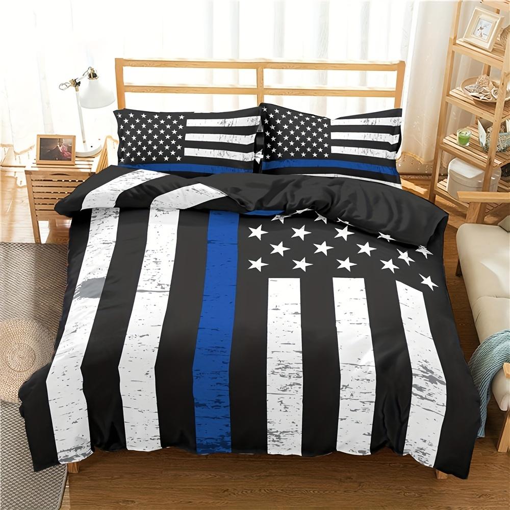 National Flag Print Duvet Cover Set (1 Duvet Cover + 2 Pillowcase) Skin-Friendly Bedding Set For Bedroom Dorm Room