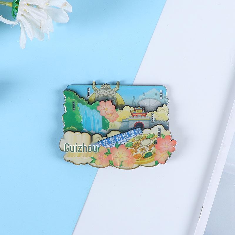 National City Scenic Cartoon Holz-Epoxid-Kühlschrankmagnet