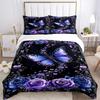 Purple Butterfly Roses Print 3Pcs Bedding Setduvet Cover With 2 Bedropillowcase Home Birthday Gift