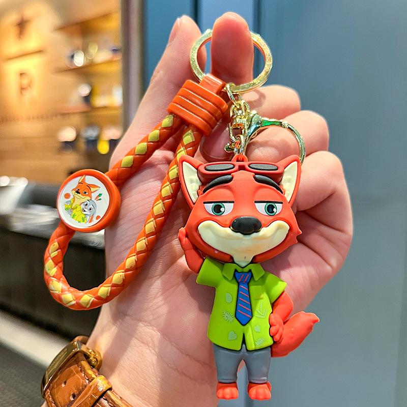 Disney Anime Crazy Zootopia Keychain Cute Judy Nick Key Ring Men's And Women's Bags Pendant Accessories Charm Kids Gift Doll