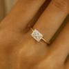 Radiant Cut Engagement Ring, Solitaire Yellow Gold Plated Band, Classic Bridal Jewelry, Promise Ring for Her