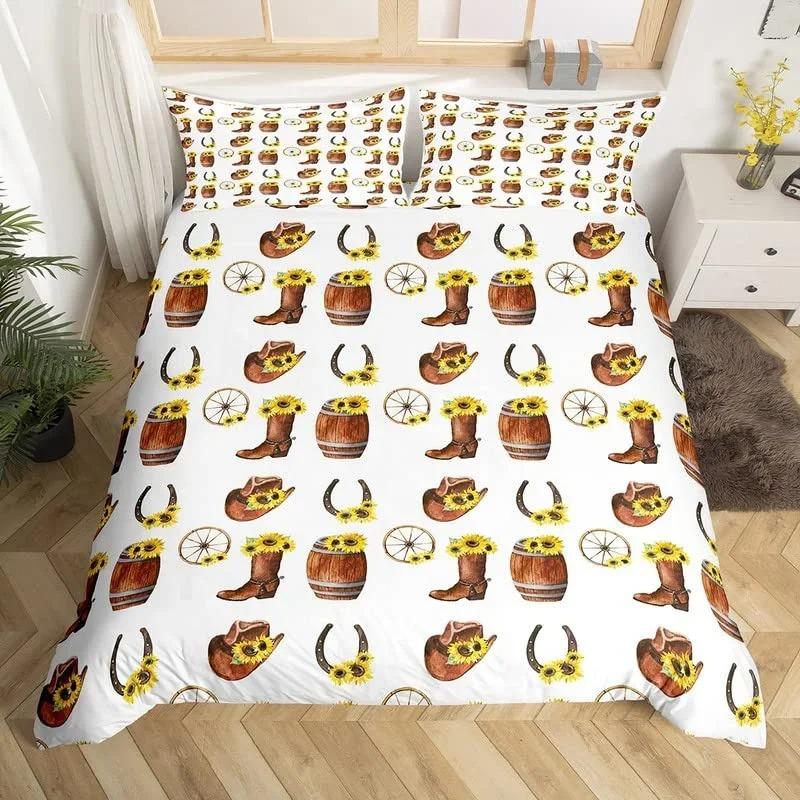Western Cowboy Duvet Cover Set Single King Wild West Themed Cowboy Bedding Set Microfiber Rodeo Cowboy