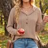 Women's Color Hooded Sweatshirt with Button Front, Loose Fit Long Sleeve Casual Pullover