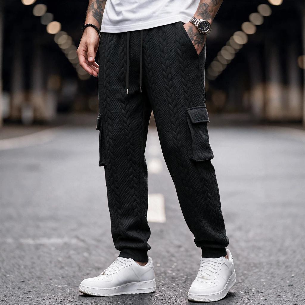 Men's Casual Loose Fit Cargo Pants with Tapered Leg and Multicolor for Spring and
