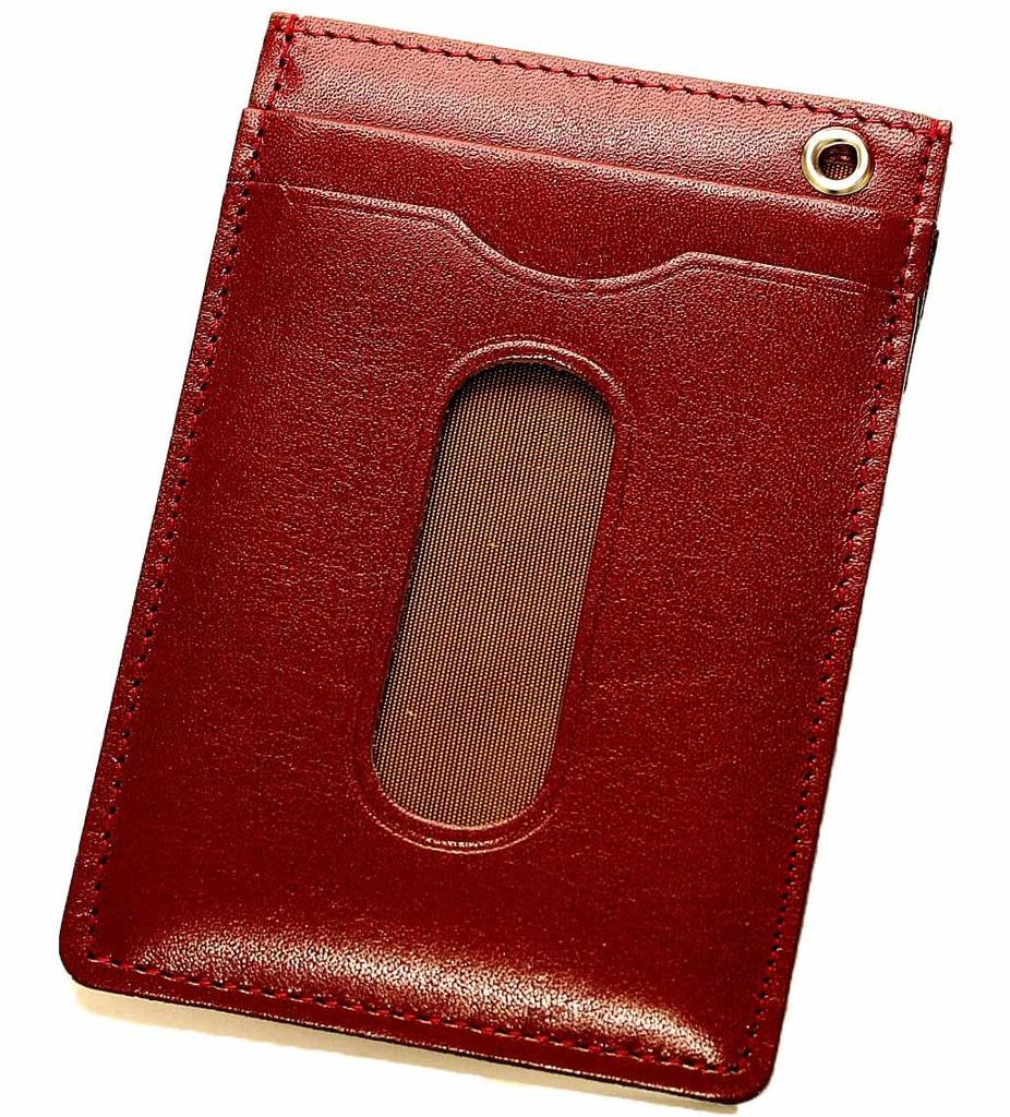 Commuter Pass Thin Pass Case Card Case Leather [Men's Company] Men's Women's (Bordeaux)