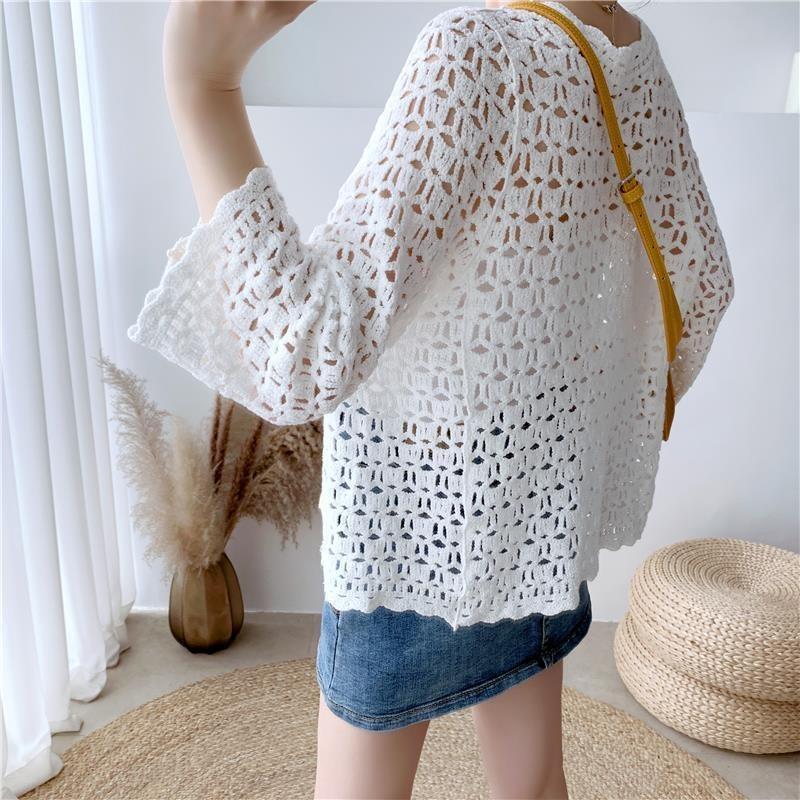 Knitted Cardigan Women's Thin New Spring and Summer Shawl with Short Hollow Versatile Top Jacket