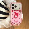 Aesthetic Red Strawberry My Melody Phone Case For iPhone 17 16 15 14 Pro Max Cute Polka Dot Gingham Stand Protective Cover for W