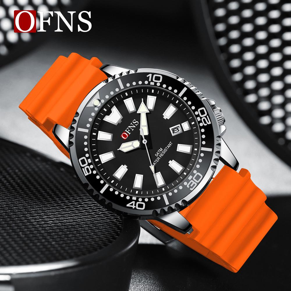 Men's Quartz Watch Calendar Luminous Sports Rubber Strap Waterproof Casual Cool Wristwatch Male Clock Reloj Hombre