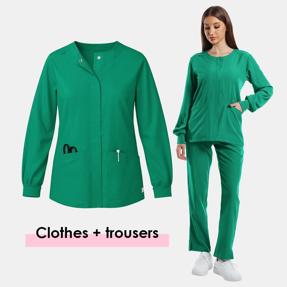 Women's Long Sleeve Stretch Scrub Set - Washable Nurse or Doctor Uniform