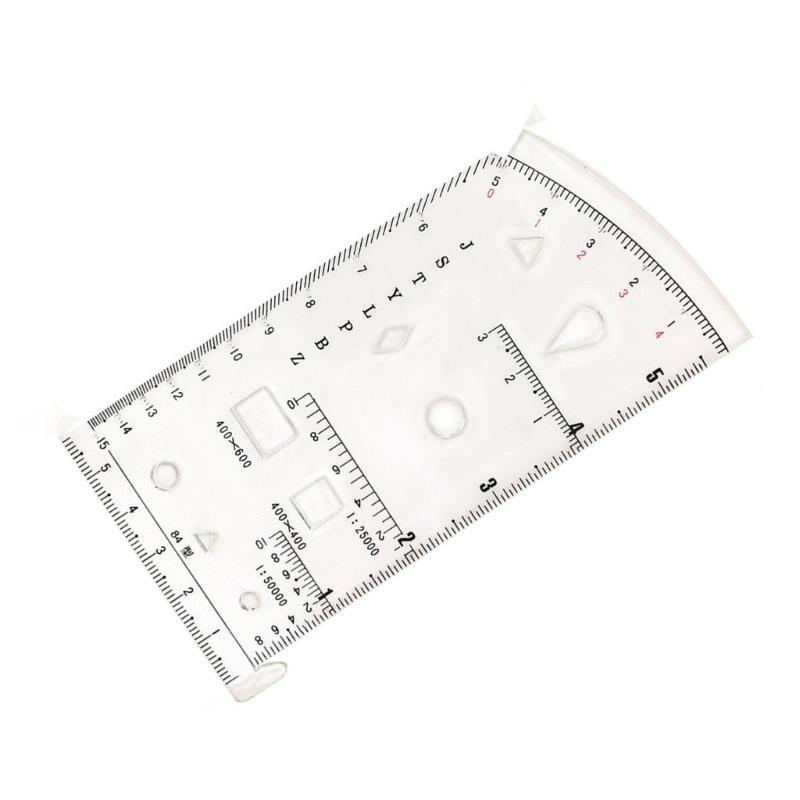 652F Geometry Drawing Template Measuring Tool Coordinate Reader and Protractors Topographical Map Scale Ruler