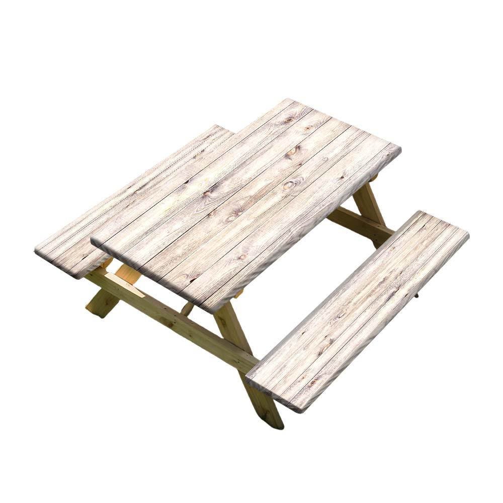 Elastic Wood Grain Outdoor Table and Chairs Cover Set (3-Piece)